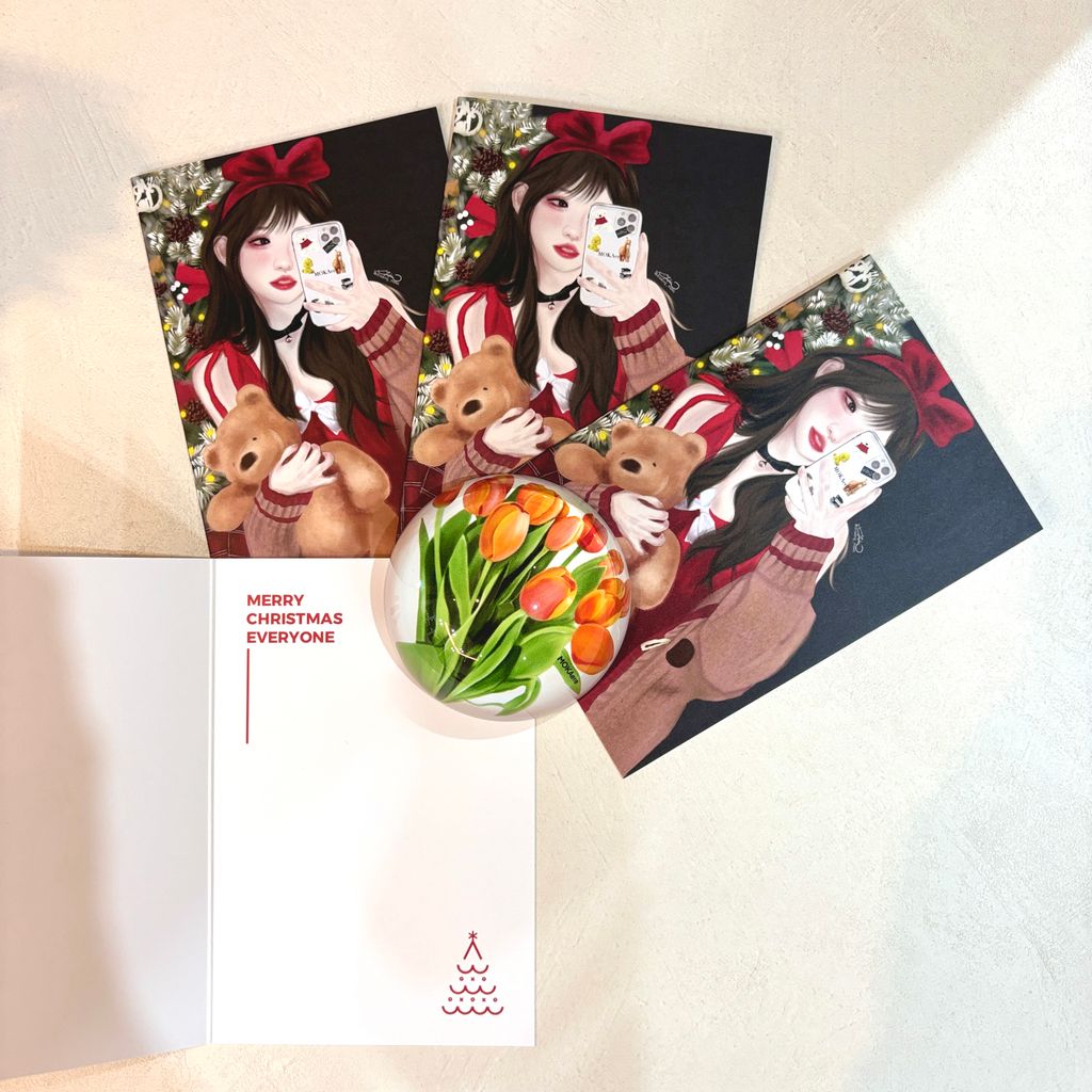 크리스마스 일러스트 엽서 + 봉투 + 모슈 스티커 4